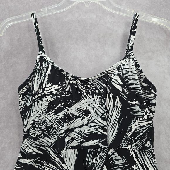 Jamaica Bay Black Ruffle Floral Padded Swimwear Tankini Tank Top Medium M 10 - Picture 3 of 6